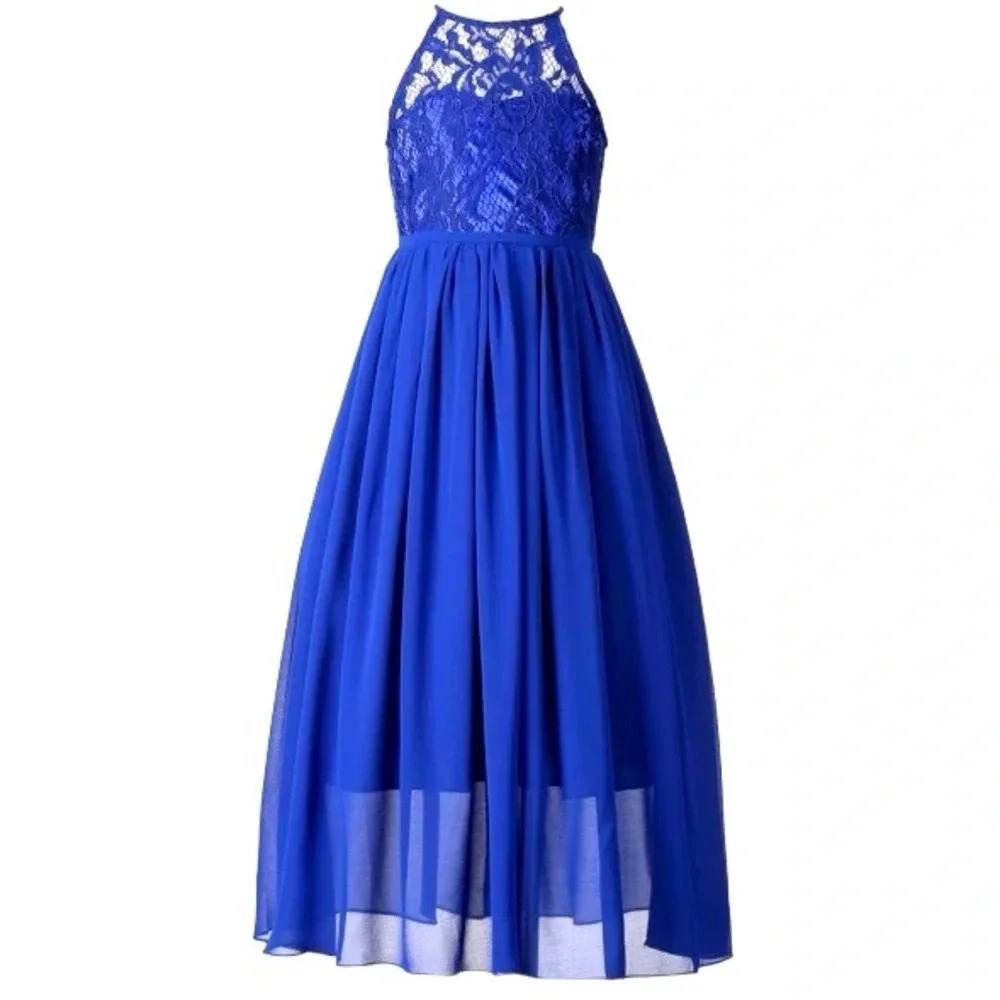 NWOT Girls Lace Party Wedding Long Chiffon Junior Bridesmaid Dress